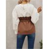imageSweatyRocks Womens Long Sleeve Asymmetrical Color Block Loose Blouses Tops with BeltMulticolor