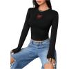 imageSweatyRocks Womens Long Sleeve Y2k Basic Crop Top Goth Slim Fit Summer Workout T ShirtBlack