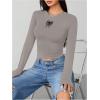 imageSweatyRocks Womens Long Sleeve Y2k Basic Crop Top Goth Slim Fit Summer Workout T ShirtGrey