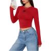 imageSweatyRocks Womens Long Sleeve Y2k Basic Crop Top Goth Slim Fit Summer Workout T ShirtRed
