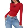 imageSweatyRocks Womens Long Sleeve Y2k Basic Crop Top Goth Slim Fit Summer Workout T ShirtRed