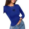 imageSweatyRocks Womens Long Sleeve Y2k Basic Crop Top Goth Slim Fit Summer Workout T ShirtRoyal Blue