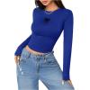 imageSweatyRocks Womens Long Sleeve Y2k Basic Crop Top Goth Slim Fit Summer Workout T ShirtRoyal Blue
