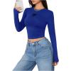imageSweatyRocks Womens Long Sleeve Y2k Basic Crop Top Goth Slim Fit Summer Workout T ShirtRoyal Blue