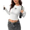 imageSweatyRocks Womens Long Sleeve Y2k Basic Crop Top Goth Slim Fit Summer Workout T ShirtWhite