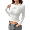 imageSweatyRocks Womens Long Sleeve Y2k Basic Crop Top Goth Slim Fit Summer Workout T ShirtWhite