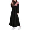 imageSweatyRocks Womens Long Sleeve Zip Up Funnel Neck Dress Flared Hem Maxi DressesBlack