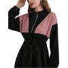 imageSweatyRocks Womens Long Sleeve Zip Up Funnel Neck Dress Flared Hem Maxi DressesBlack