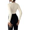 imageSweatyRocks Womens Long Sleeves Cable Knit Sweater Crew Neck Slim Fit Solid Color Pullover TopsBeige