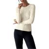 imageSweatyRocks Womens Long Sleeves Cable Knit Sweater Crew Neck Slim Fit Solid Color Pullover TopsBeige