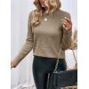 imageSweatyRocks Womens Long Sleeves Fuzzy Knitted Sweater Crew Neck Casual Plain Pullover TopsKhaki