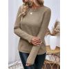 imageSweatyRocks Womens Long Sleeves Fuzzy Knitted Sweater Crew Neck Casual Plain Pullover TopsKhaki