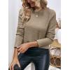 imageSweatyRocks Womens Long Sleeves Fuzzy Knitted Sweater Crew Neck Casual Plain Pullover TopsKhaki