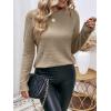 imageSweatyRocks Womens Long Sleeves Fuzzy Knitted Sweater Crew Neck Casual Plain Pullover TopsKhaki