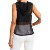 imageSweatyRocks Womens Mesh Workout Hoodie Tank Tops with Pocket Sport Fishnet Sleeveless TopBlack