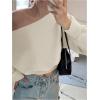 imageSweatyRocks Womens Off The Shoulder Sweatshirt Casual Long Sleeve Pullover Crop TopsApricot