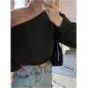 imageSweatyRocks Womens Off The Shoulder Sweatshirt Casual Long Sleeve Pullover Crop TopsBlack