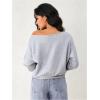 imageSweatyRocks Womens Off The Shoulder Sweatshirt Casual Long Sleeve Pullover Crop TopsGrey