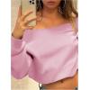 imageSweatyRocks Womens Off The Shoulder Sweatshirt Casual Long Sleeve Pullover Crop TopsPink