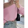 imageSweatyRocks Womens Off The Shoulder Sweatshirt Casual Long Sleeve Pullover Crop TopsPink