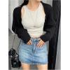 imageSweatyRocks Womens Open Front Cropped Cardigan Long Sleeve Bolero Shrug SweaterBlack