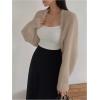 imageSweatyRocks Womens Open Front Cropped Cardigan Long Sleeve Bolero Shrug SweaterKhaki