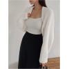 imageSweatyRocks Womens Open Front Cropped Cardigan Long Sleeve Bolero Shrug SweaterSolid White