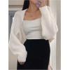 imageSweatyRocks Womens Open Front Cropped Cardigan Long Sleeve Bolero Shrug SweaterSolid White