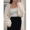 imageSweatyRocks Womens Open Front Cropped Cardigan Long Sleeve Bolero Shrug SweaterWhite