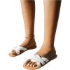 imageSweatyRocks Womens Open Toe Strappy Flat Sandals PU Leather Colorblock Solid Slip on SlidesWhite