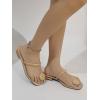 imageSweatyRocks Womens PU Leather Open Square Toe Thong Sandals Round Decor Outdoor Flat SandalsApricot