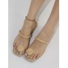 imageSweatyRocks Womens PU Leather Open Square Toe Thong Sandals Round Decor Outdoor Flat SandalsApricot
