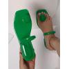 imageSweatyRocks Womens PU Leather Open Square Toe Thong Sandals Round Decor Outdoor Flat SandalsGreen