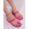 imageSweatyRocks Womens PU Leather Open Square Toe Thong Sandals Round Decor Outdoor Flat SandalsHot Pink