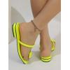imageSweatyRocks Womens PU Leather Open Square Toe Thong Sandals Round Decor Outdoor Flat SandalsMustard Yellow