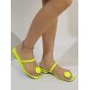 imageSweatyRocks Womens PU Leather Open Square Toe Thong Sandals Round Decor Outdoor Flat SandalsMustard Yellow