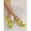 imageSweatyRocks Womens PU Leather Open Square Toe Thong Sandals Round Decor Outdoor Flat SandalsMustard Yellow