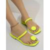imageSweatyRocks Womens PU Leather Open Square Toe Thong Sandals Round Decor Outdoor Flat SandalsMustard Yellow