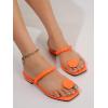 imageSweatyRocks Womens PU Leather Open Square Toe Thong Sandals Round Decor Outdoor Flat SandalsOrange