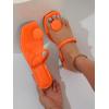 imageSweatyRocks Womens PU Leather Open Square Toe Thong Sandals Round Decor Outdoor Flat SandalsOrange