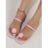 imageSweatyRocks Womens PU Leather Open Square Toe Thong Sandals Round Decor Outdoor Flat SandalsPink