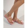 imageSweatyRocks Womens PU Leather Open Square Toe Thong Sandals Round Decor Outdoor Flat SandalsPink