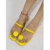 imageSweatyRocks Womens PU Leather Open Square Toe Thong Sandals Round Decor Outdoor Flat SandalsYellow