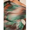 imageSweatyRocks Womens Plus Size Crop Tops Asymmetrical Neck Ruched Long Sleeve Mesh T ShirtsGreen