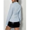 imageSweatyRocks Womens Striped Button Down Slim Fit Shirt Long Sleeve Collar Work Blouse TopsBlue