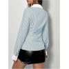 imageSweatyRocks Womens Striped Button Down Slim Fit Shirt Long Sleeve Collar Work Blouse TopsLight Blue