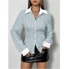 imageSweatyRocks Womens Striped Button Down Slim Fit Shirt Long Sleeve Collar Work Blouse TopsLight Blue