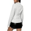 imageSweatyRocks Womens Striped Button Down Slim Fit Shirt Long Sleeve Collar Work Blouse TopsWhite and Grey