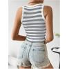 imageSweatyRocks Womens Striped Pattern Round Neck Tank Top Sleeveless Ribbed Knit Vest TopsGrey