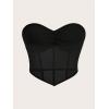 imageSweatyRocks Womens Tube Tops Summer Sheer Mesh Bandeau Strapless Sleeveless Y2K Corset Crop TopBlack